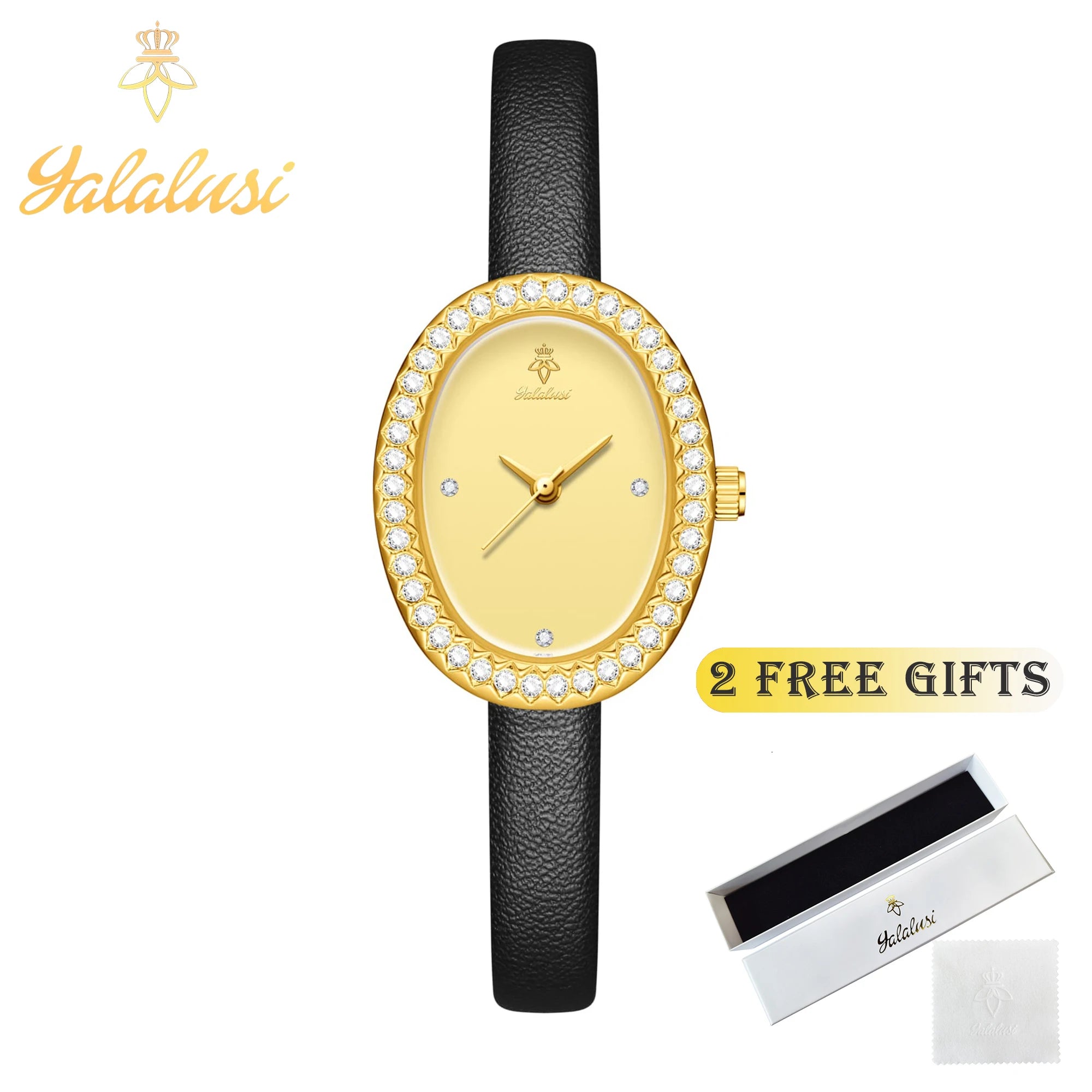 Montre-bracelet à quartz décontractée pour femme Montre de luxe plaquée or pour femme à la mode, tendance et polyvalente Coffret cadeau pour femme