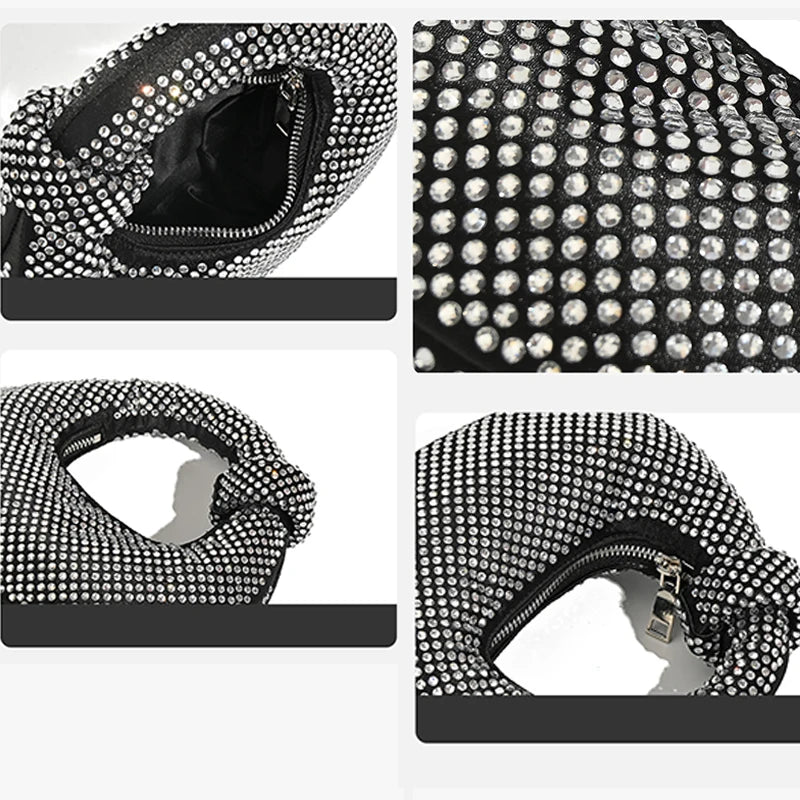 Sac à main de soirée en cristal brillant pour femme, sac à main en satin de luxe, pochette de fête de mariage, sacs initiés féminins, nouvelle mode