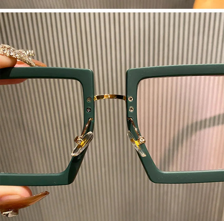 grand cadre femmes Anti-lumière bleue lunettes cadre épais nuances transparentes surdimensionné ordinateur oculaire 2025 nouveau dans
