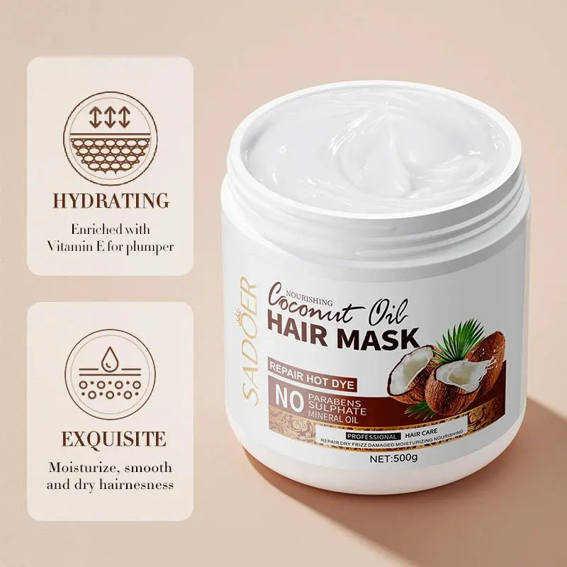 Après-shampooing SADOER Masque hydratant à la noix de coco améliore la qualité des cheveux crépus