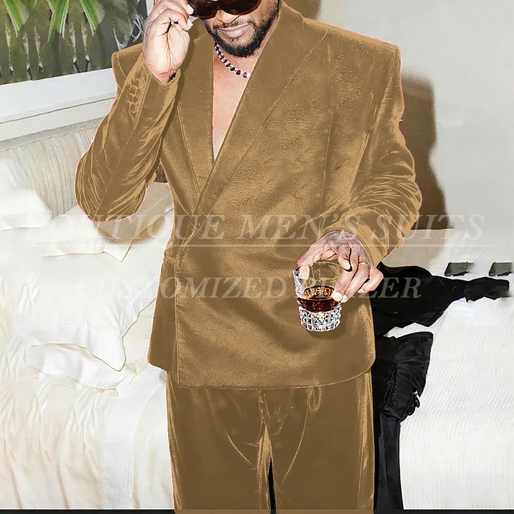 Costumes décontractés en velours pour hommes, mode rouge, longueur régulière, 2 pièces, veste et pantalon, tenues personnalisées, vêtements quotidiens pour hommes, Blazer