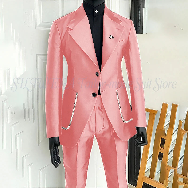 Costume 2 pièces noir pour hommes, Blazer et pantalon, simple boutonnage, travail quotidien, Business, décontracté, ensemble De Costume De fête, Traje De Hombre Elegante