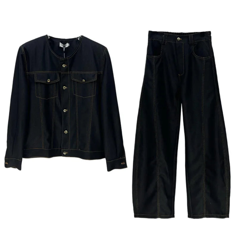 Ensemble  printemps automne pour  homme  rembourré épaule vestes à la mode Niche Chic décontracté pantalon