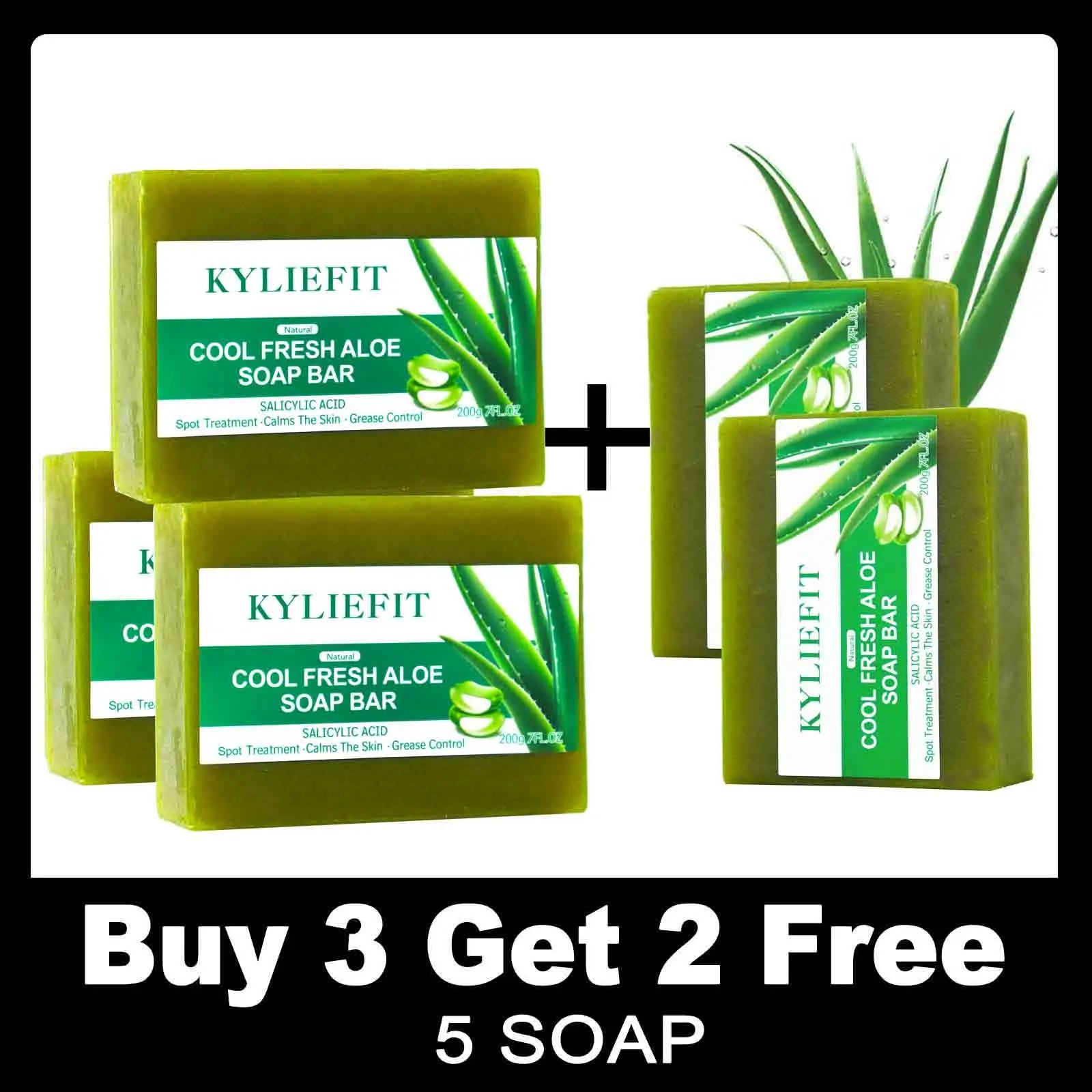 AILKE Savon blanchissant à l'aloe vera, élimine l'acné, les boutons, la peau rayonnante, améliore le lustre cutané, le bain végétalien pour tous les types de peau