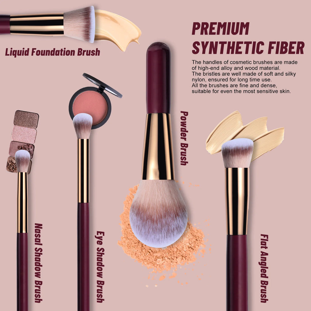 14 pièces ensemble de pinceaux de maquillage avec miroir éclairé Portable poignée courte lumière LED USB Kit de pinceaux de maquillage rechargeables