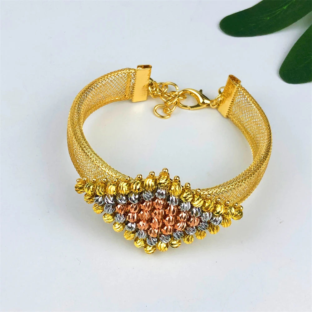 ESALE Nigeria Original 18K plaqué or ensemble de bijoux femmes grand collier audacieux boucles d'oreilles Bracelet bague accessoire de fête de mariage