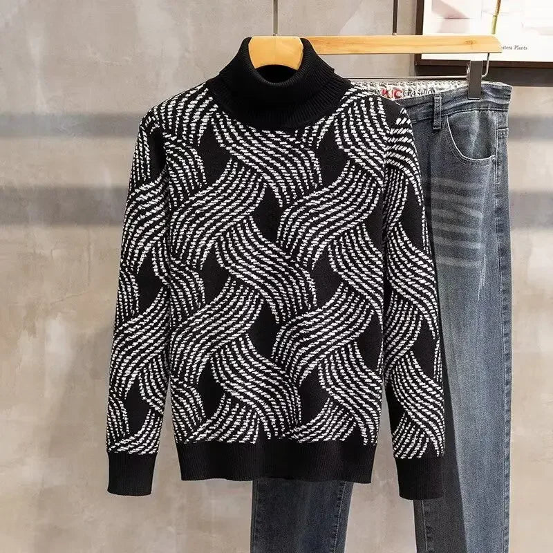 Pull en tricot fin à manches longues pour hommes, de haute qualité, sweat-vintage