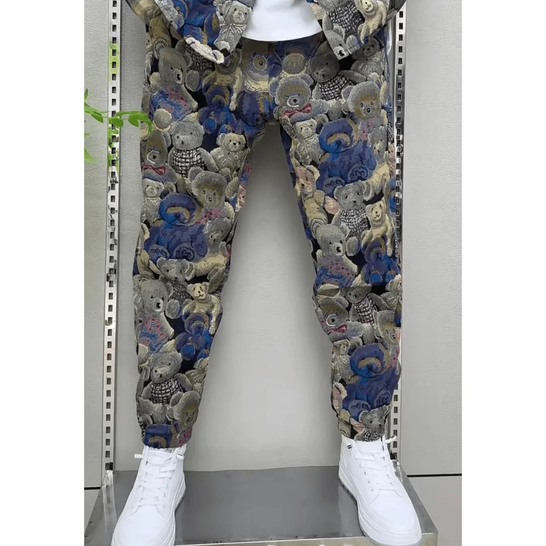 Ensemble pour hommes, pantalons décontractés, veste ours en peluche à la mode,de Style endance et polyvalent