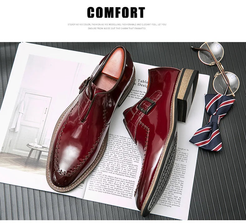 Chaussures provoqué en cuir verni pour hommes, chaussures à plateforme pointues Parker, chaussures de mariage d'affaires, grande taille 38-46, luxe