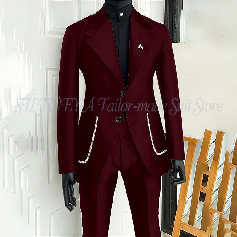 Costume 2 pièces noir pour hommes, Blazer et pantalon, simple boutonnage, travail quotidien, Business, décontracté, ensemble De Costume De fête, Traje De Hombre Elegante