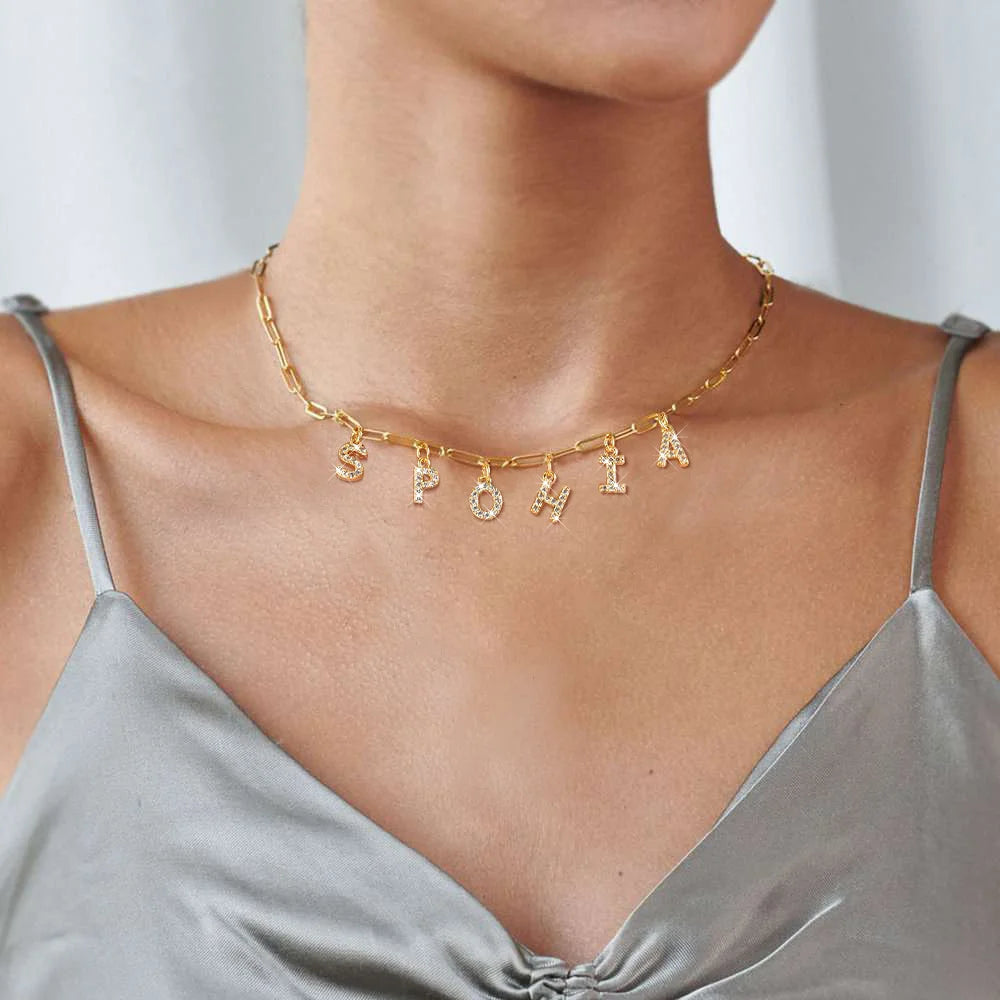 Collier personnalisé en acier inoxydable pour femme, pendentif lettre Alpahbet, nom initial, déclaration de collier, cadeau de breloques