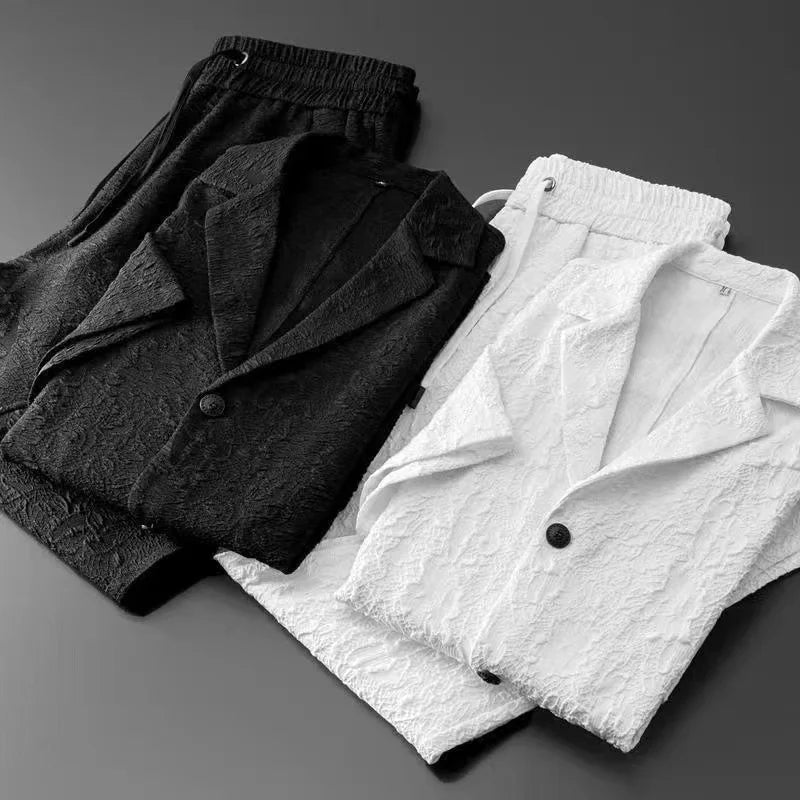 Ensemble de costume décontracté à manches courtes pour hommes, haut de gamme, coupe cintrée, léger, luxe, nouvelle collection été 2026