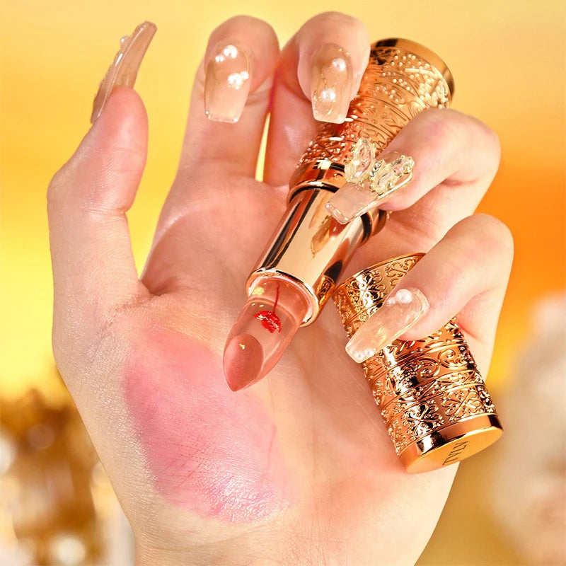 Le rouge à lèvres pétale qui change de couleur cristal pour les femmes hydrate le baume à lèvres durable et non collant