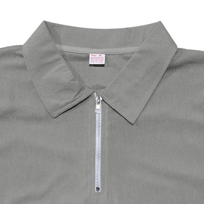 Ensemble pour hommes  couleur unie, revers, manches courtes, fermeture éclair, pantalon, nouvelle collection 2026