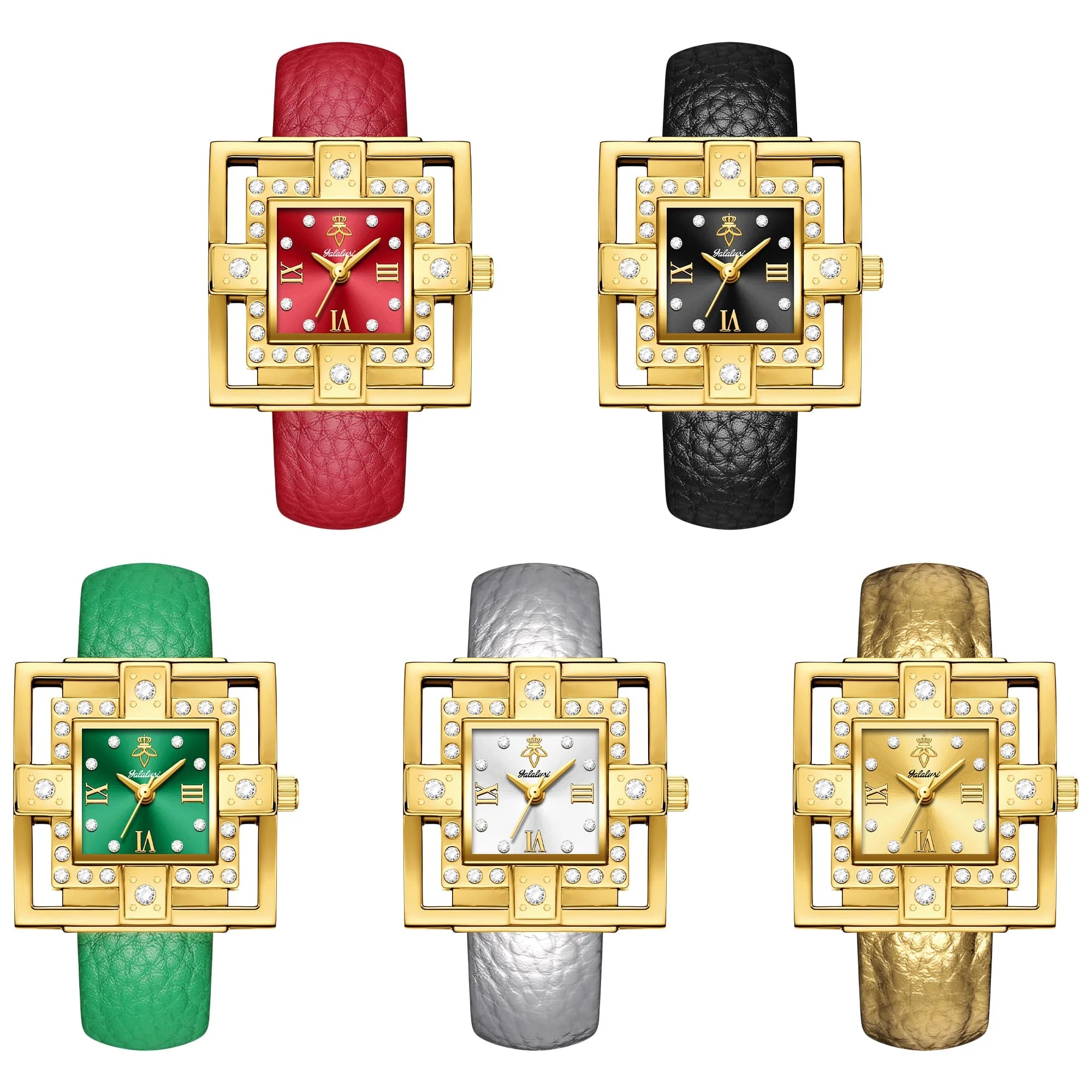 YaLaLuSi marque rétro carré femmes Quartz or montre chiffres romains luxe personnalisé squelette mode dames cadeau