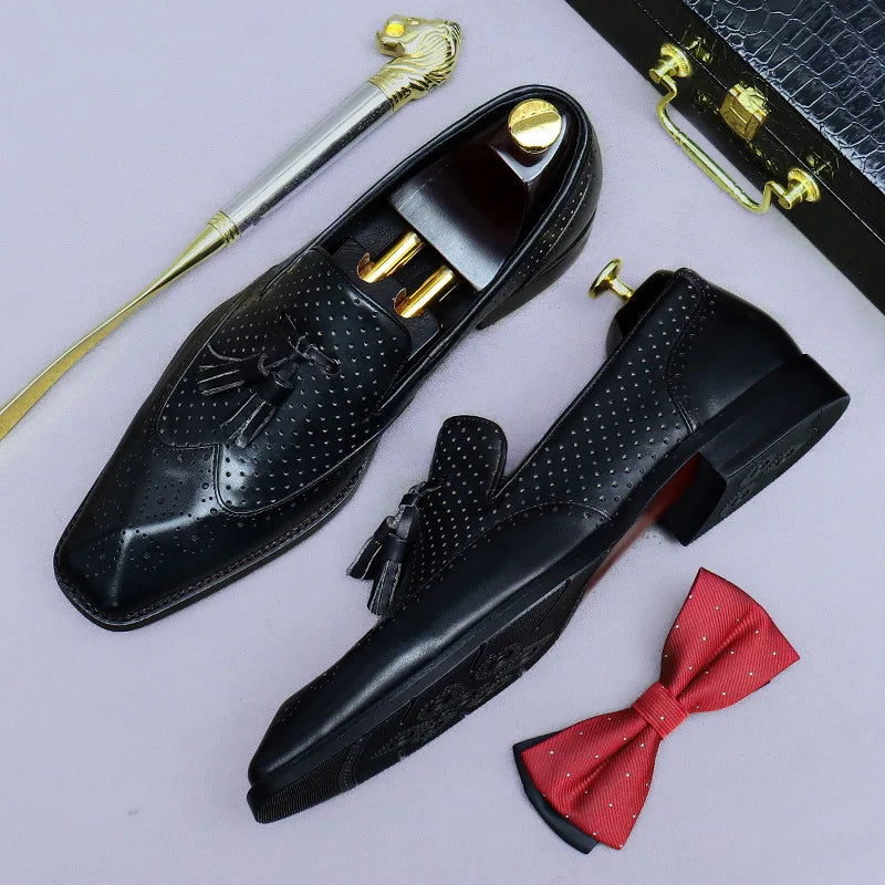 High Quality Men Genuine leather Shoes Moccasins Men's Tassel Loafers Vintage Slip-on Casual Men Social Dress Shoe Plus 38-46