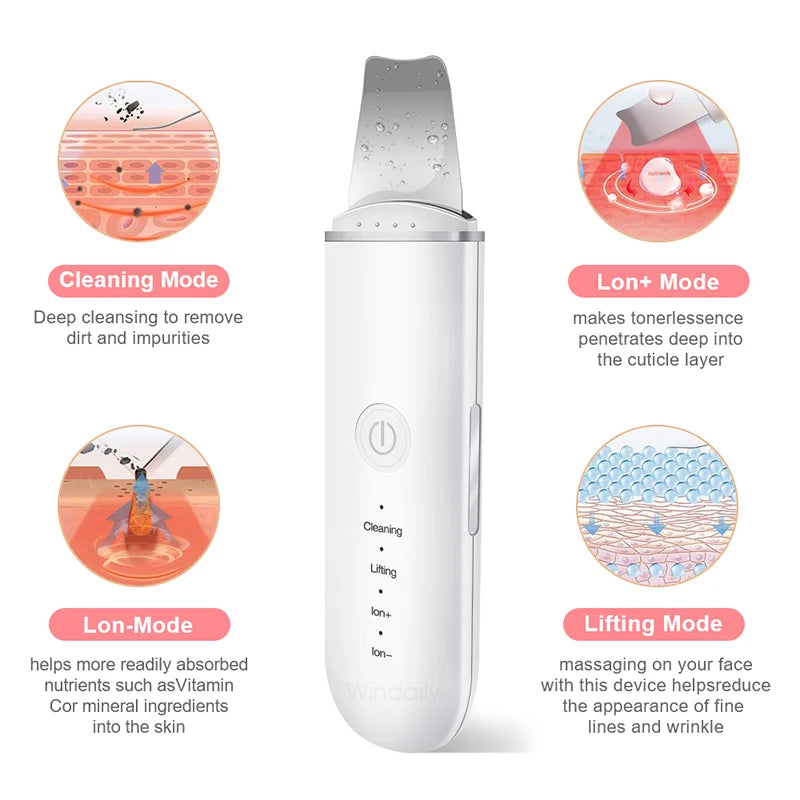 Épurateur de peau à ultrasons, spatule vibrante pour le visage, dissolvant de points noirs, pelle propre, Peeling par Cavitation, Lifting du visage, outils de soins de la peau