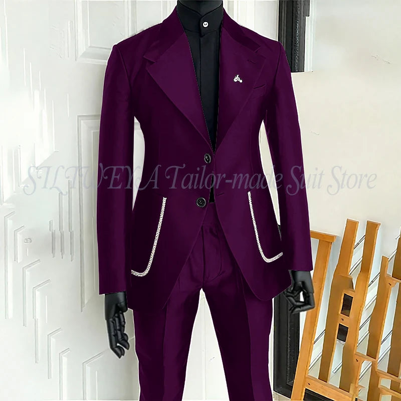 Costume 2 pièces noir pour hommes, Blazer et pantalon, simple boutonnage, travail quotidien, Business, décontracté, ensemble De Costume De fête, Traje De Hombre Elegante