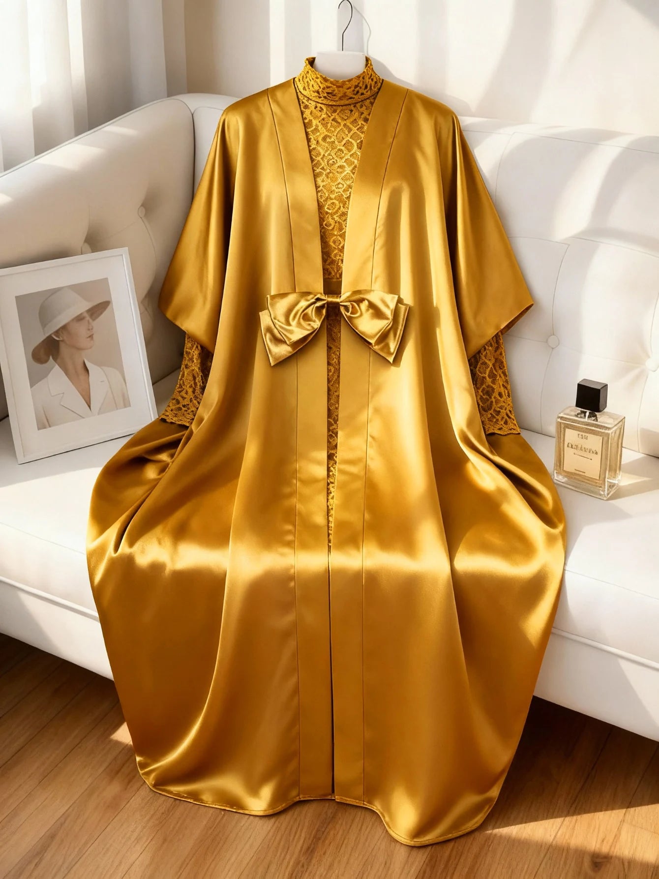 Ensemble deux pièces africain élégant en dentelle, moulante de luxe  avec ceinture à nœud transparent,Boubou, Robe brillante, pour de mariage