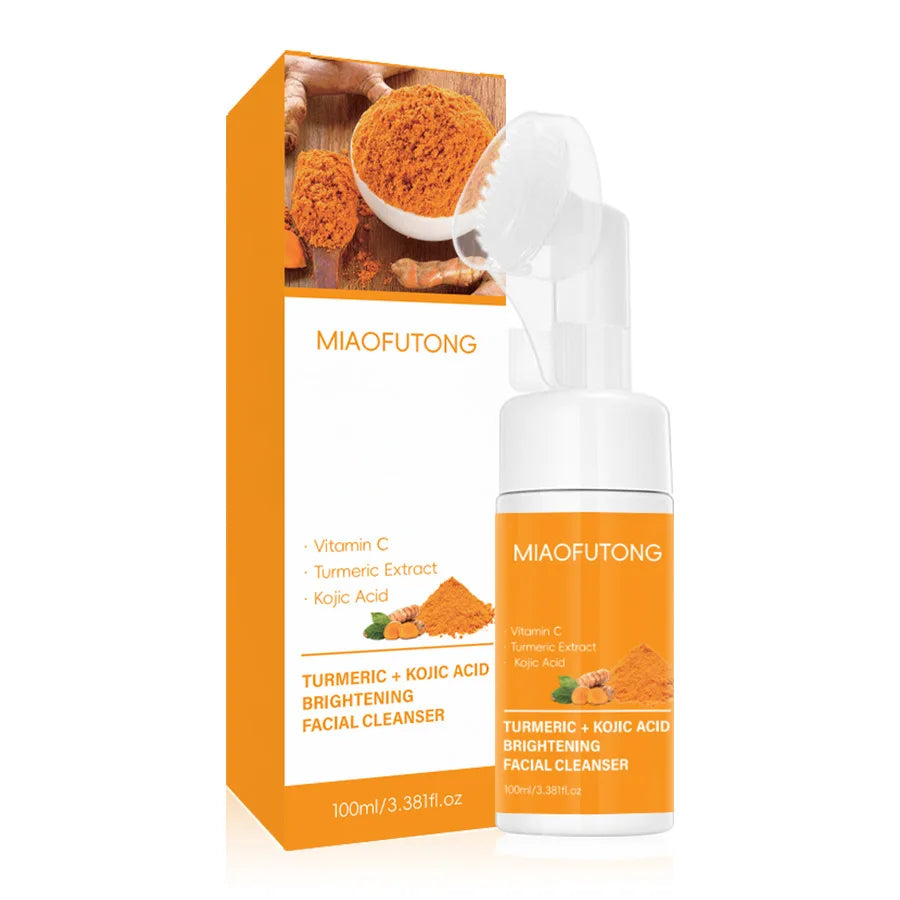 Ensemble nettoyant et savon au curcuma, nettoyage en profondeur, acide kojique, dissolvant de points noirs, nettoyage de la peau, contrôle de l'huile, estompe les marques d'acné, éclaircit