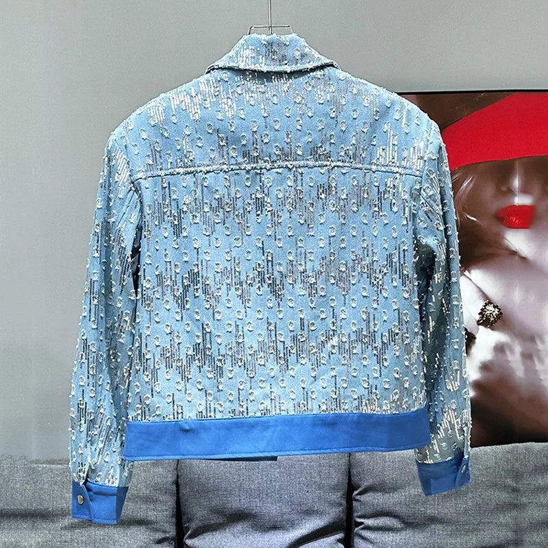 Veste en Denim en jeans pour Homme, Mode Décoration Trou, Automne Hiver
