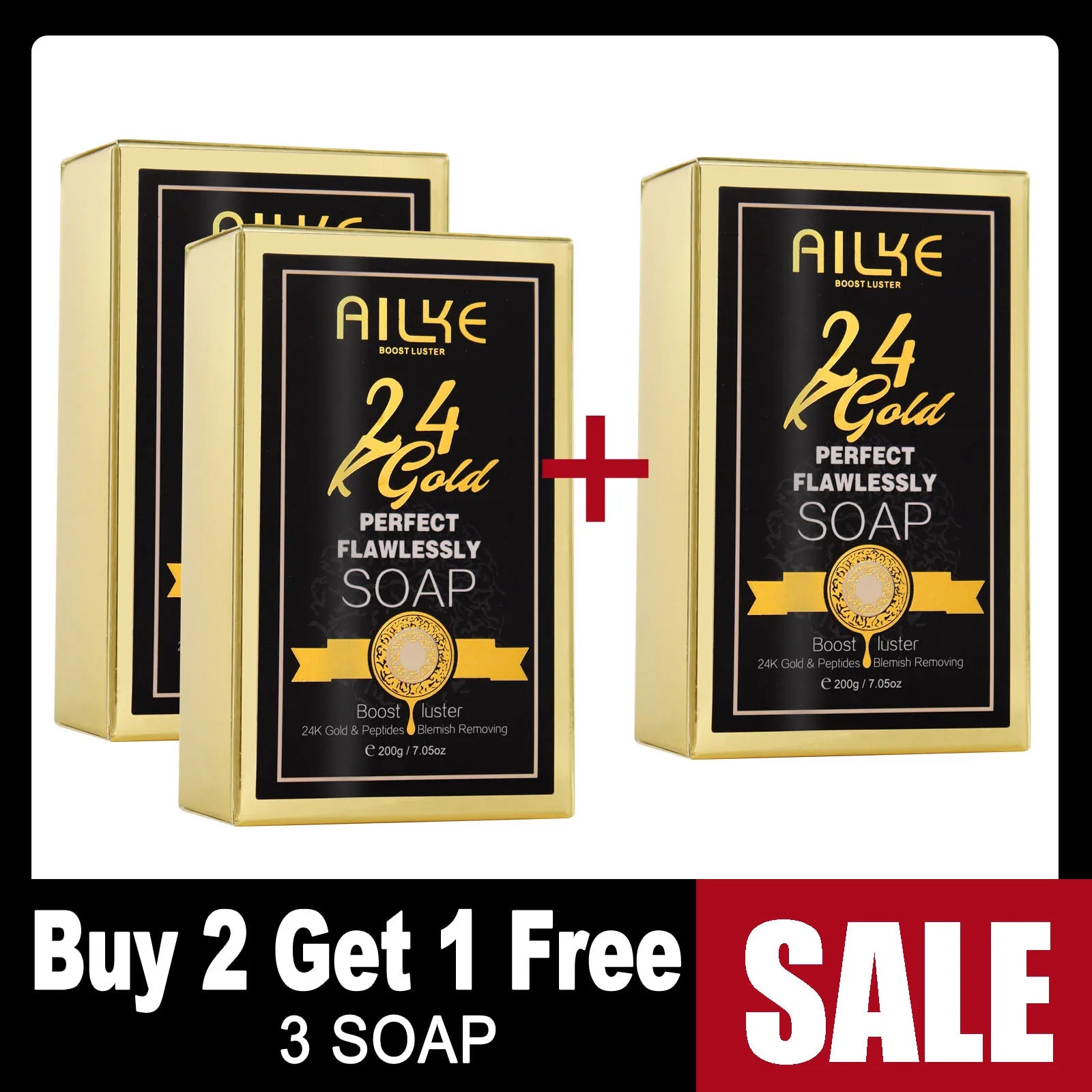 AILKE 24K Glod Gamme de soins pour la peau impeccable, blanchissant la peau, réduit les taches foncées, la mélanine, les rides, hydrate, pour femmes et hommes