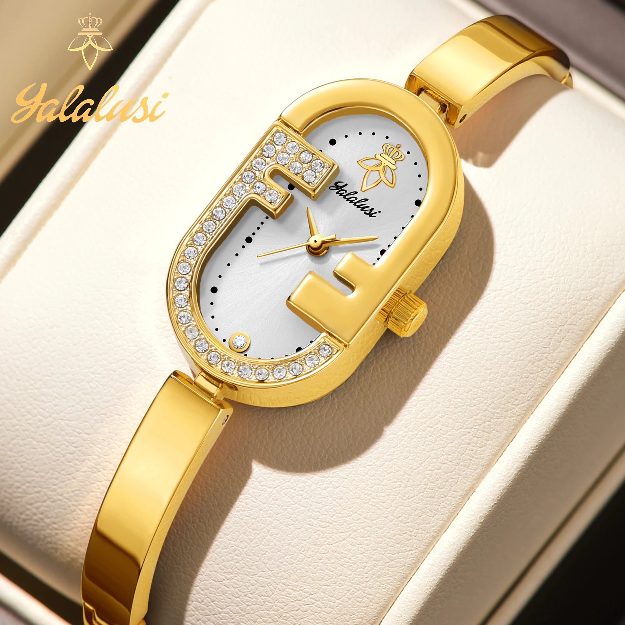 Montre à Quartz plaquée or pour femme Design de luxe montre pour femme à la mode Style élégant boîte de montre cadeau pour femme