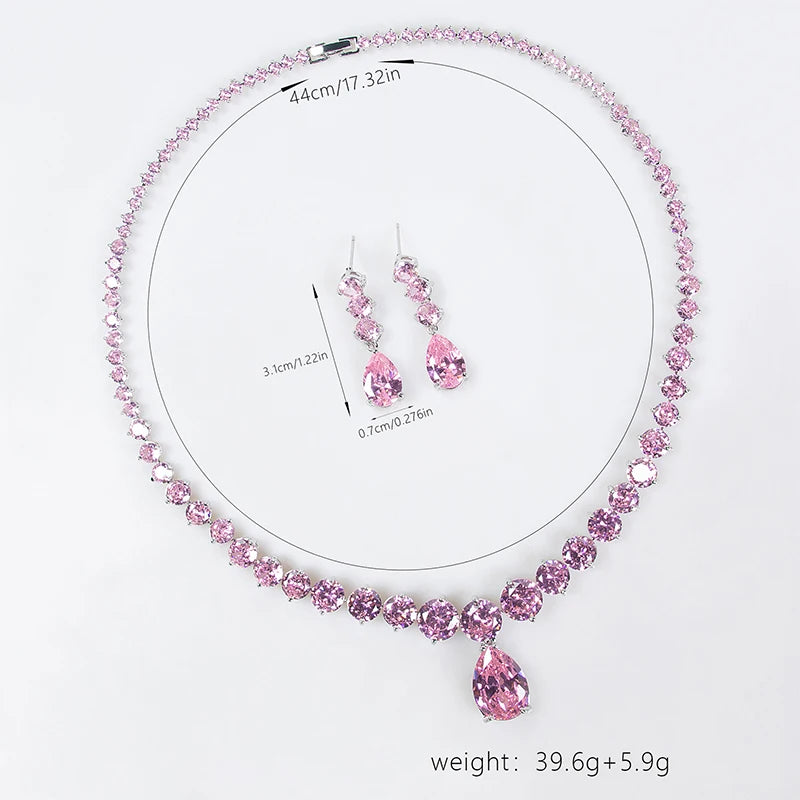 Ensemble de boucles d'oreilles et collier avec pendentif en Zircon pour femmes, Design de luxe léger, à la mode, goutte d'eau, ensemble polyvalent et sens du Design de Niche