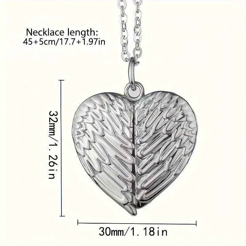 Collier Image personnalisée/photo petite boîte pendentif collier, personnalisé aile d'ange petite boîte pendentif hommes femmes collier cadeau de noël
