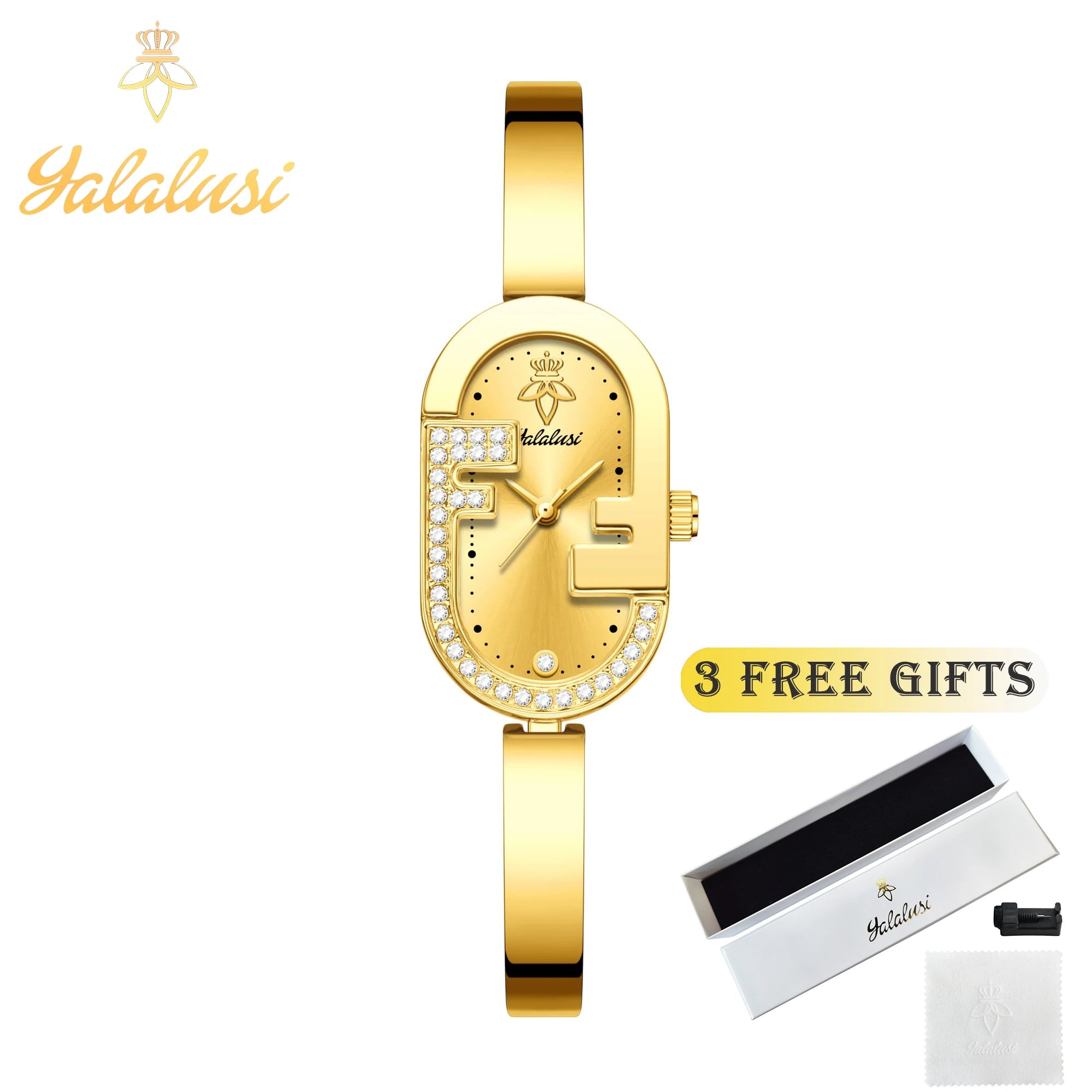 Montre à Quartz plaquée or pour femme Design de luxe montre pour femme à la mode Style élégant boîte de montre cadeau pour femme