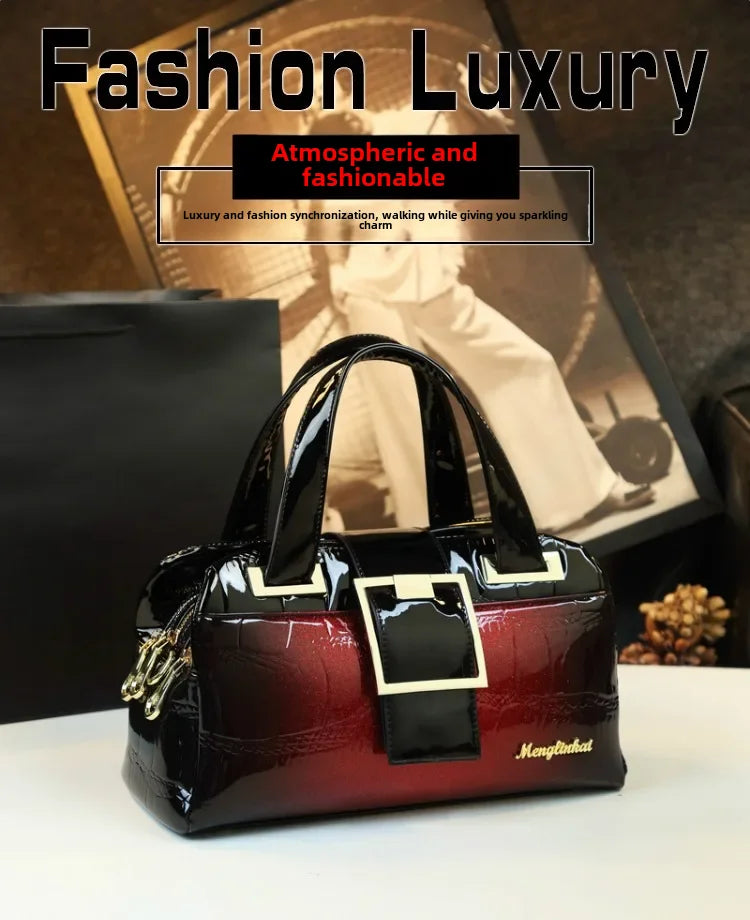 Sac à main multicouche en cuir souple pour femme, luxe motif crocodile, coussin Boston, , initié unique,