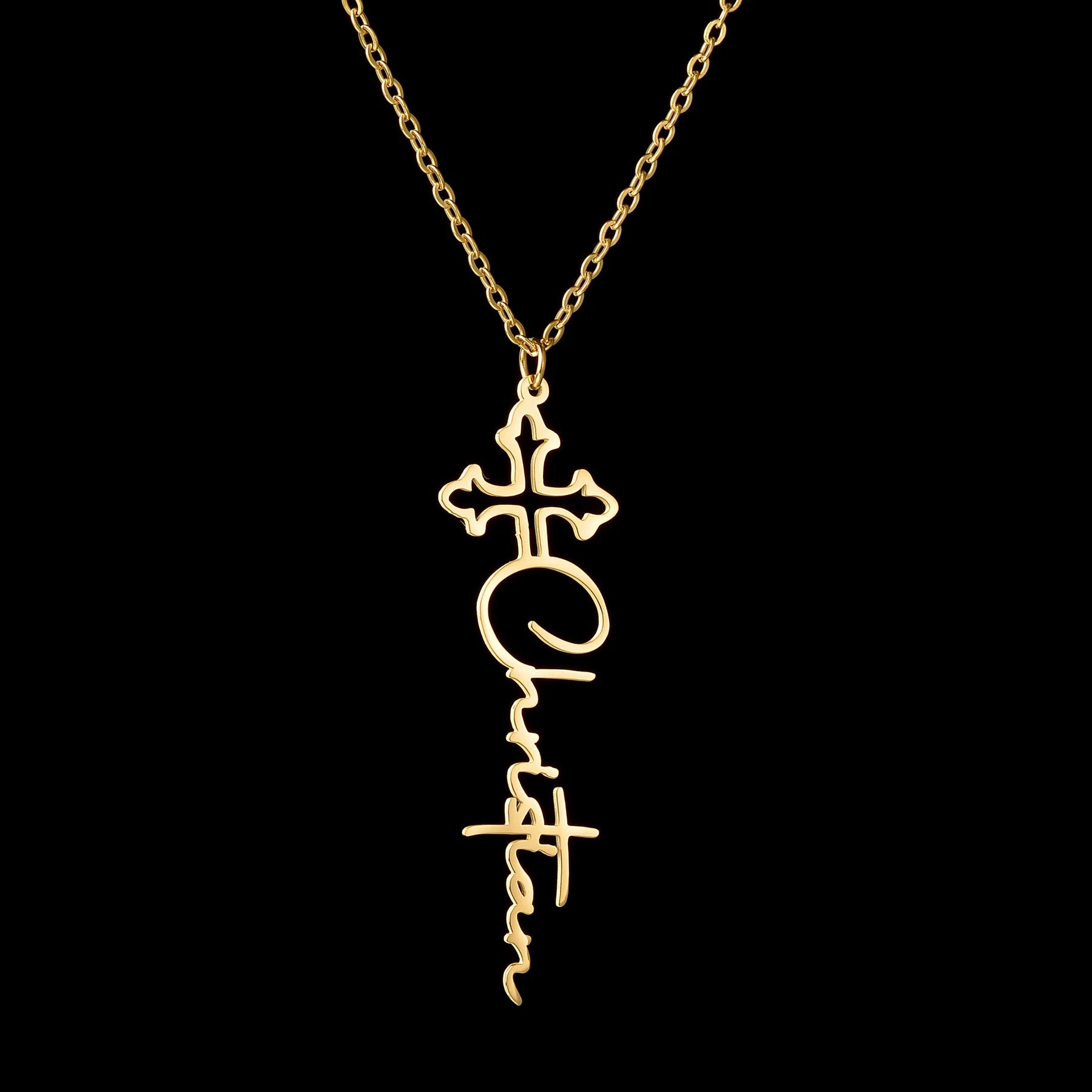 collier personnalisé avec nom et croix en acier inoxydable pour femmes et hommes, pendentif en Zircon, bijoux à la mode, cadeau d'anniversaire