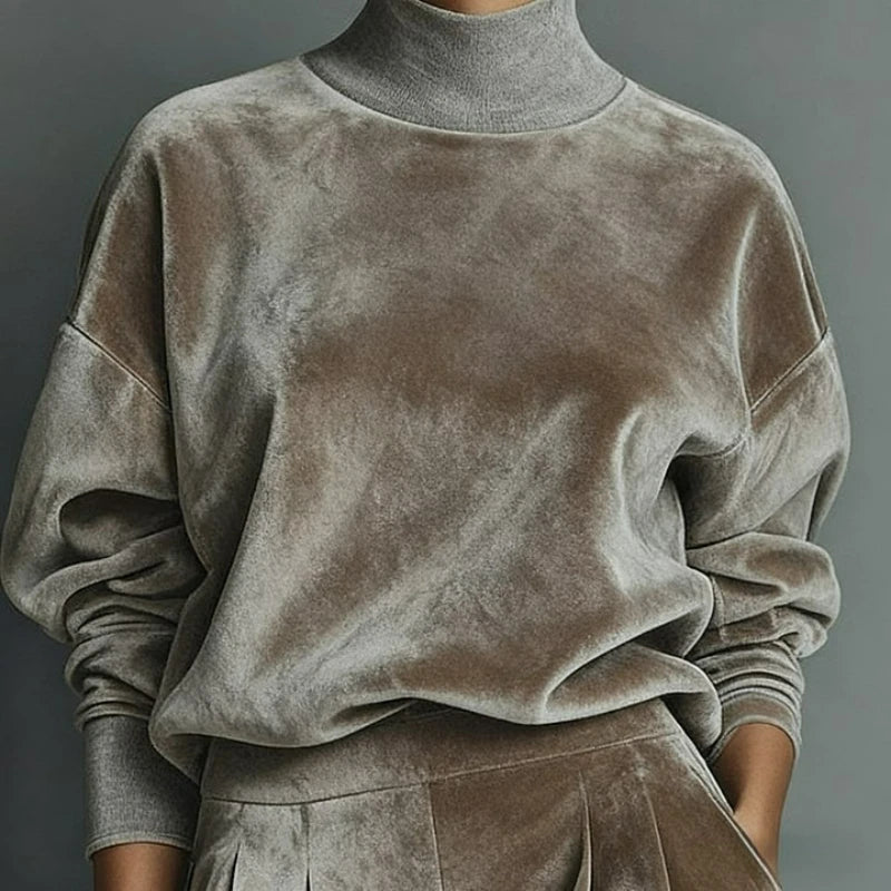 Ensemble  décontractés pour femmes, nouveau Style, mode automne/hiver 2026, velours, manches longues,, col haut, pantalon à jambes larges