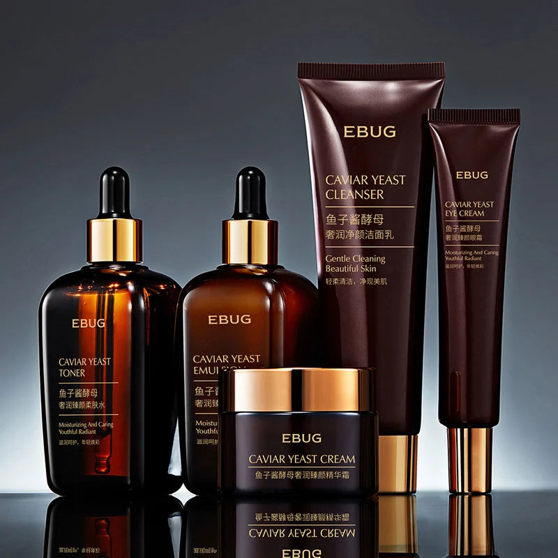 Ensemble de soins de la peau du visage avec boîte, crème pour le visage, Essence de levure de Caviar, Kit de soins de la peau hydratant, beauté et santé, costume Facial coréen, 5 pièces
