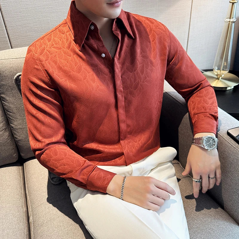 Chemise imprimée à manches longues pour hommes, style britannique, bouton GNE, coupe couvertes, décontractés,nouveau, 2026