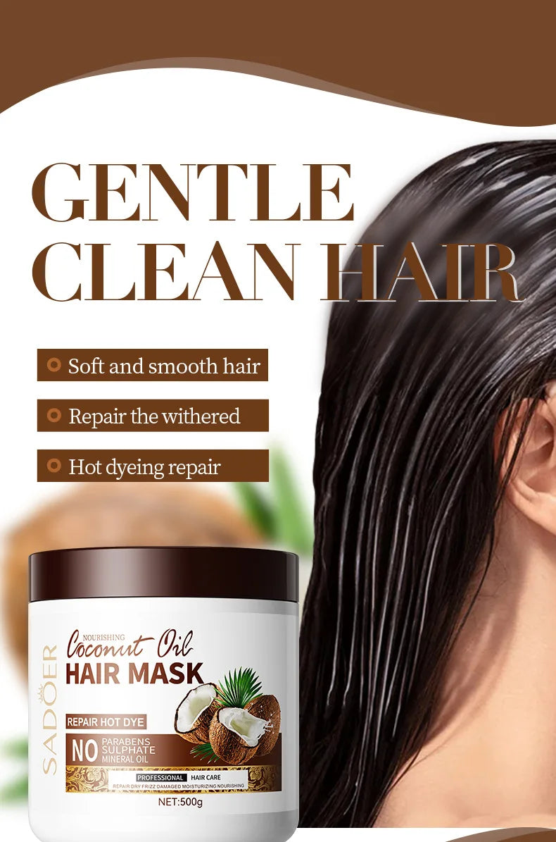 Après-shampooing SADOER Masque hydratant à la noix de coco améliore la qualité des cheveux crépus