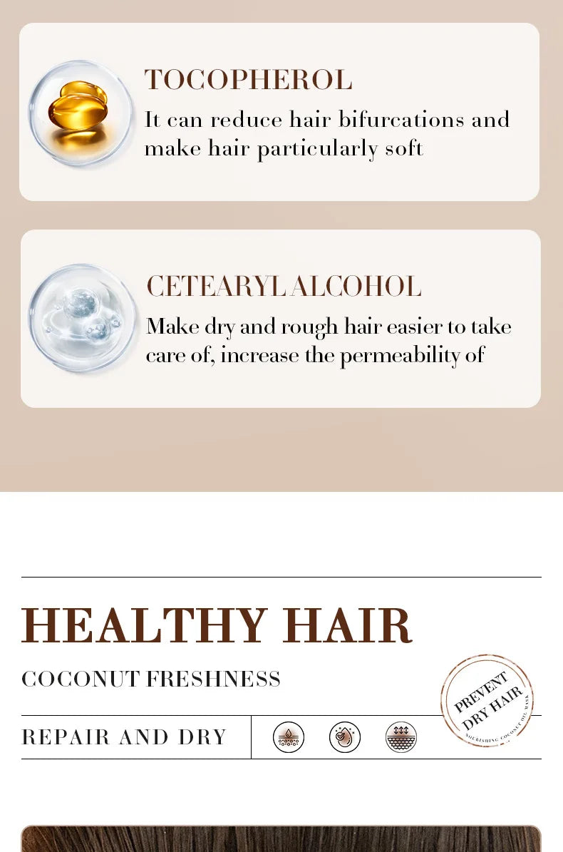 Après-shampooing SADOER Masque hydratant à la noix de coco améliore la qualité des cheveux crépus