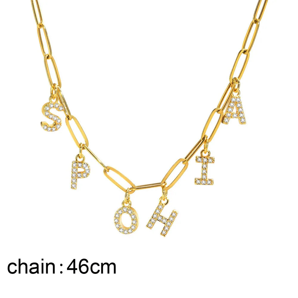 Collier personnalisé en acier inoxydable pour femme, pendentif lettre Alpahbet, nom initial, déclaration de collier, cadeau de breloques
