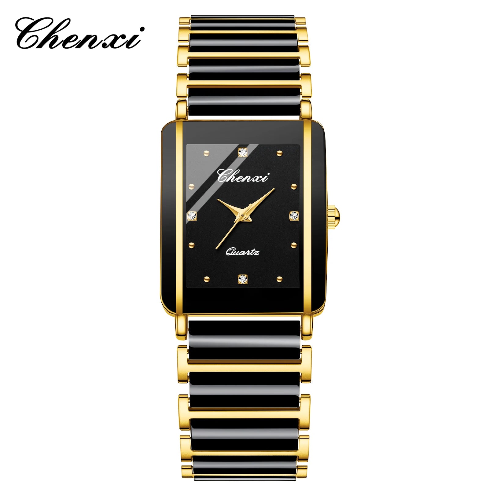 Montre de luxe pour Couple de haute qualité mode cristal cadran rectangulaire montre à Quartz hommes femmes saint valentin cadeau de mariage