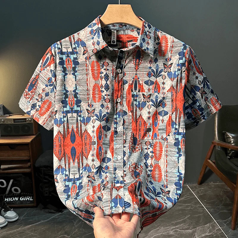 Chemise d'été fine à manches mi-longues pour hommes, imprimé Vintage, à la mode, à la mode
