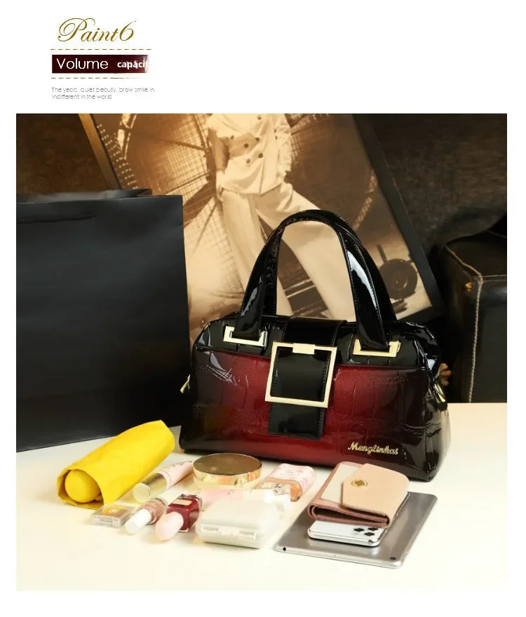 Sac à main multicouche en cuir souple pour femme, luxe motif crocodile, coussin Boston, , initié unique,