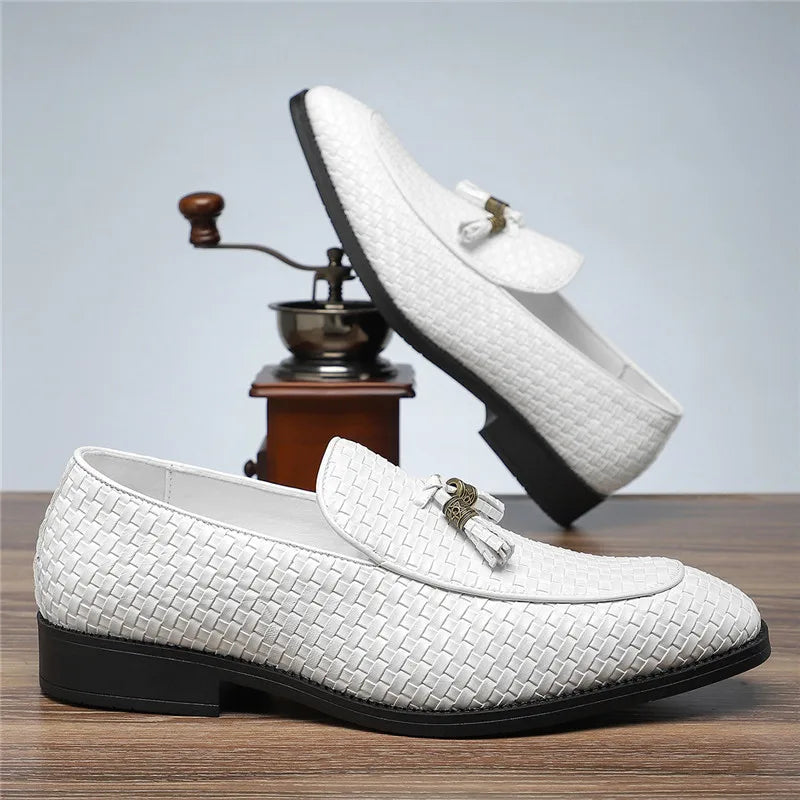 Mocassins chaussures hommes tricot motif en cuir chaussures décontractées de luxe