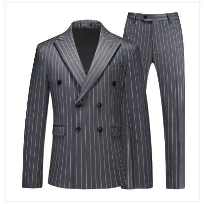 Ensemble pour hommes formel Double boutonnage rayé costumes Homme affaires Social ,de mariage