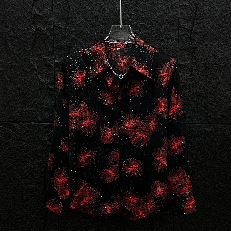 Chemises pour homme  Mode brillant paillettes à manches longues en mousseline De soie  Vintage  2026
