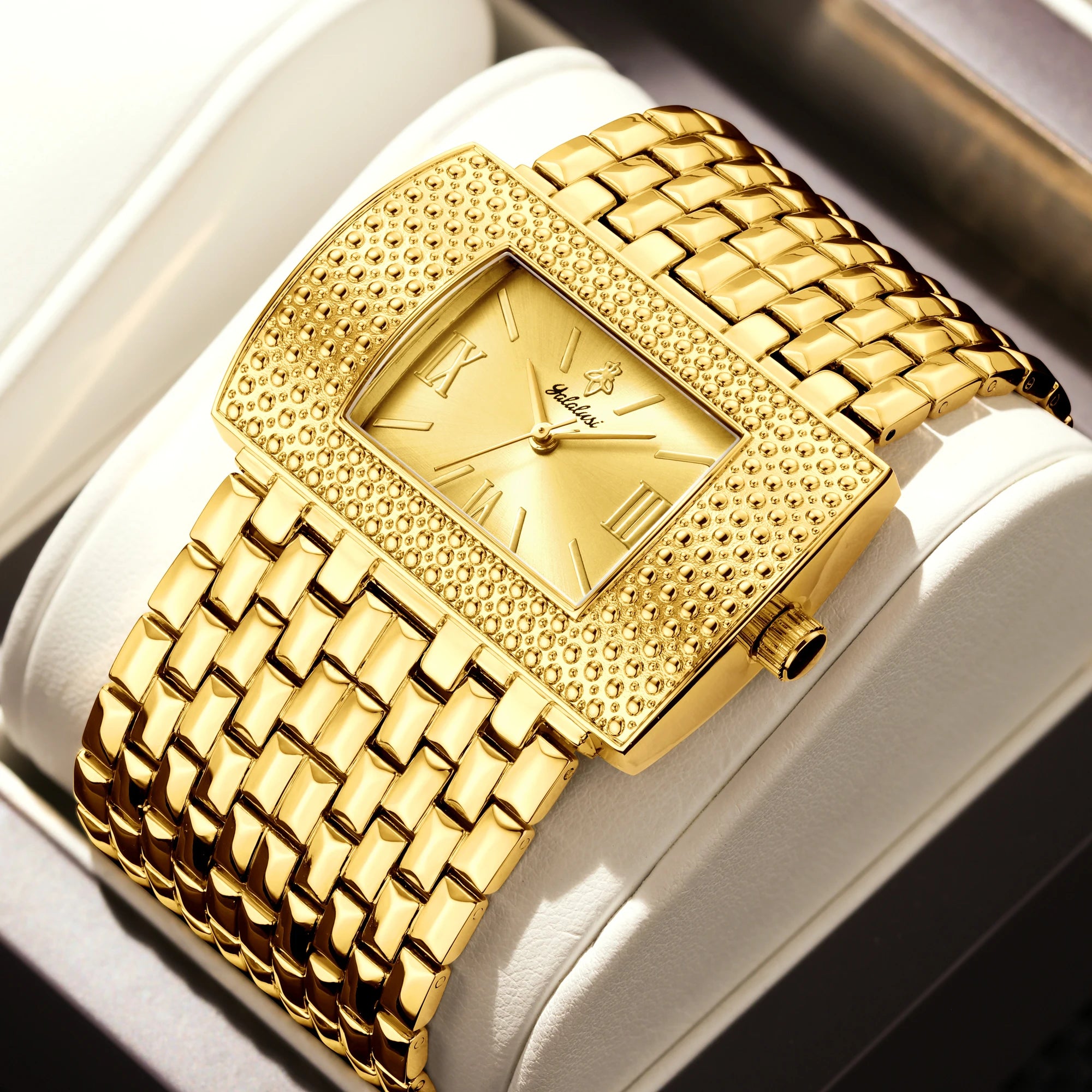 montre à Quartz sculptée pour femmes, couleur or, Style élégant et magnifique avec boîte, dissolvant de montre, nouveau placage ionique, tendance 2024