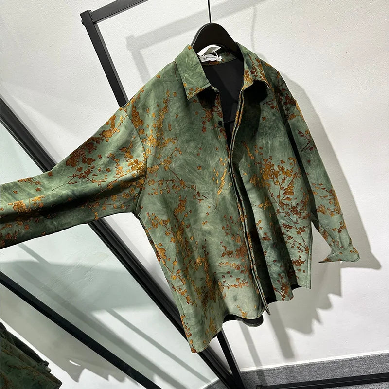Chemise Blouse pour hommes coupe ample à manches longues chemises à la mode Vintage respirant