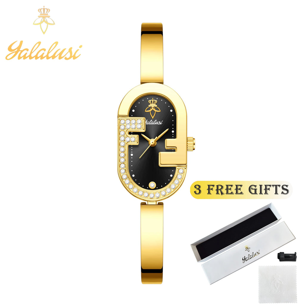 Montre à Quartz plaquée or pour femme Design de luxe montre pour femme à la mode Style élégant boîte de montre cadeau pour femme