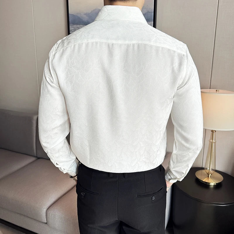 Chemise imprimée à manches longues pour hommes, style britannique, bouton GNE, coupe couvertes, décontractés,nouveau, 2026