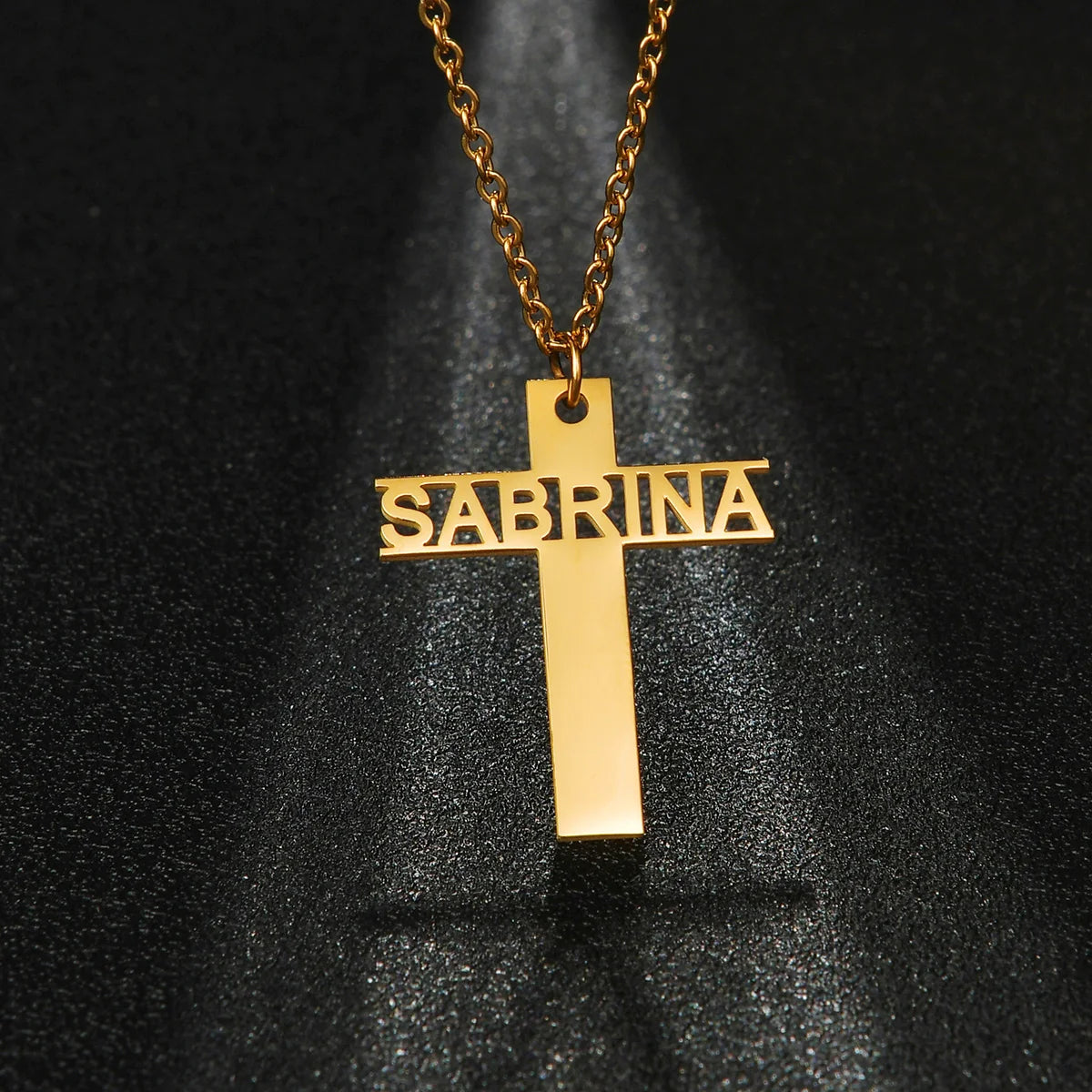 collier personnalisé avec nom et croix en acier inoxydable pour femmes et hommes, pendentif en Zircon, bijoux à la mode, cadeau d'anniversaire