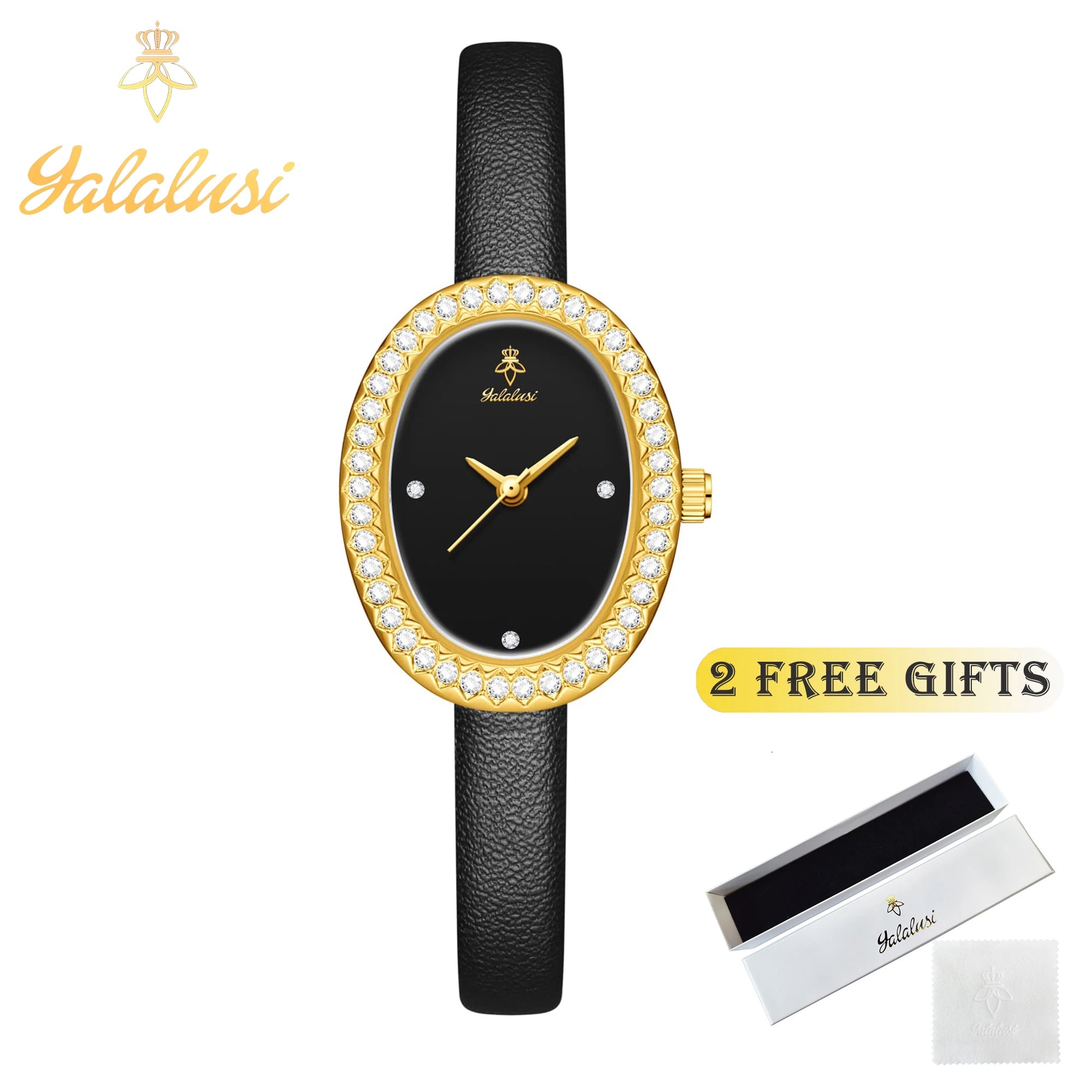 Montre-bracelet à quartz décontractée pour femme Montre de luxe plaquée or pour femme à la mode, tendance et polyvalente Coffret cadeau pour femme